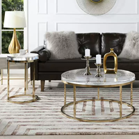 Table basse moderne en acier inoxydable et acrylique avec verre trempé ultra-transparent et accents dorés – Meuble de salon durable pour usage domestique