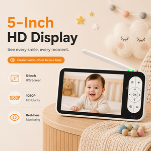 <span class=keywords><strong>Babyphone</strong></span> Tuya avec écran 5 pouces, zoom numérique 4X, détection des pleurs, audio bidirectionnel sans fil, berceuses, caméra Wifi 1080P, vidéo - Product Image 2