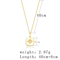 Nuevo Estilo de Joyería Romántica, Collar con Colgante Cuadrado de Plata 925 Chapado en Oro con Circonita Cúbica Individual