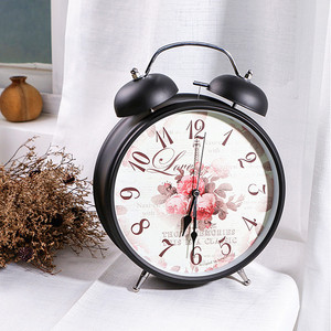 Retro European Country Style Alarm Clock 8 Inch Metal Silent Bedside Clock For Student Desk Use - Product Image 3