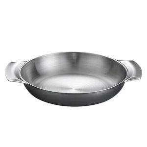 Stainless Steel Deep Round <b>Pan</b> With Double <b>Handles</b> Easy Clean For Cooking And Baking - Product Image 2