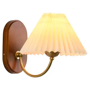 vintage medieval wall lamp bedroom bedside lamp American style living room pleated wall hanging lamp