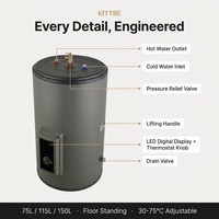 Chauffe-eau électrique vertical à accumulation OEM ODM 4500W 6000W haute puissance pour projets hôteliers et résidentiels 75L 115L 150L CE UKCA