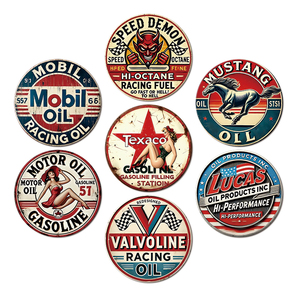 Meilleure <span class=keywords><strong>vente</strong></span> Plaque murale ronde en métal vintage de 30 cm, thème course automobile, style rétro, pour <span class=keywords><strong>garage</strong></span>, atelier automobile, <span class=keywords><strong>garage</strong></span> de l'homme, bar, décor huile et essence - Product Image 1