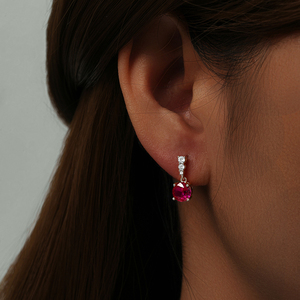 Boucles d'oreilles pendantes délicates CANNER en argent sterling 925 avec zircon rubis, plaquées or 18 carats, couleur rouge rosé, pour femme - Product Image 6