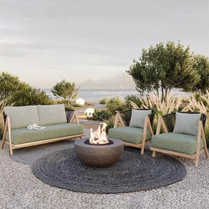 Conjunto de Sofás de Madera Maciza para Exteriores, Muebles de Jardín Resistentes al Agua y a los Rayos UV, Diseño Minimalista en Forma de L, Estructura de Aleación de Aluminio - Product Image 4