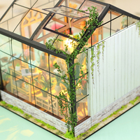 Kit de maison de poupée miniature DIY pour serre de fleurs avec lumière LED, kit de maison de fleurs miniature 3D pour adultes