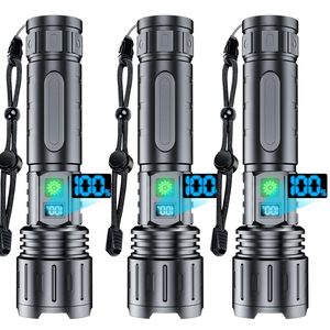Outdoor Camping Long Distance Emergency Flashlight Portable <b>Rechargeable</b> Laser Zoomable Torch <b>Light</b> LED EDC Tactical Flashlights - Product Image 1