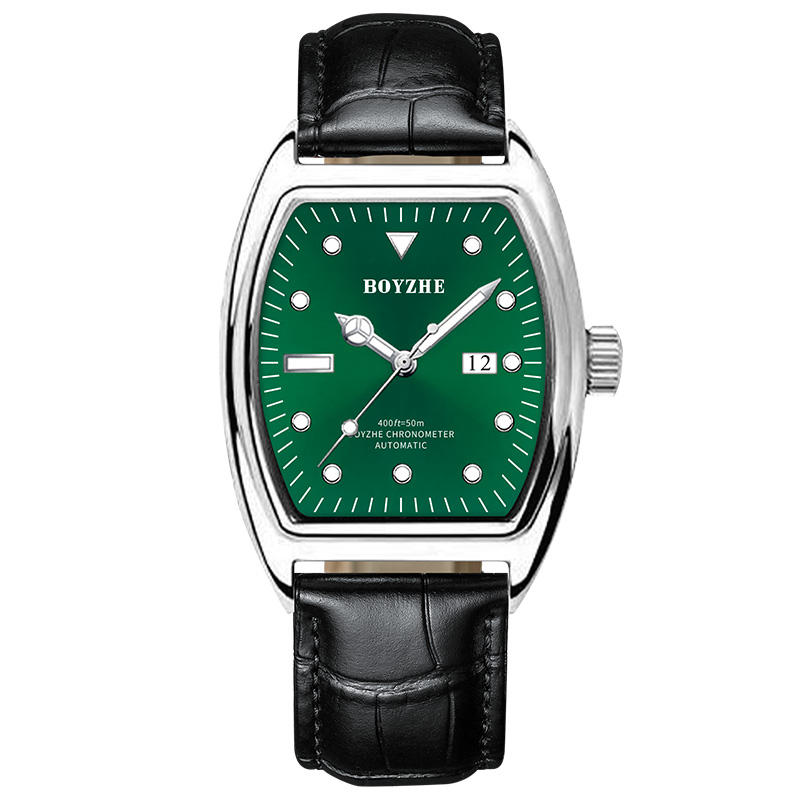 หน้าปัดสีเขียว + เคสเงิน + แถบสีดำ