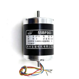 มอเตอร์สเต็ปเปอร์ <span class=keywords><strong>3</strong></span> เฟส รุ่น 55BF003 ยี่ห้อ Baojun Iron Wire Parts ขนาดคู่ 27V 3A ฉนวนกันความร้อนระดับ E แรงบิดยึด 0.196 นิวตันเมตร สำหรับเครื่อง CNC ลวด - Product Image 1