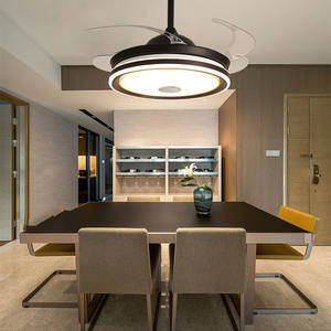 Nouvel arrivage Ventilateur de plafond à lame rétractable pour salon encastré lumière led moderne avec lumière - Product Image 1