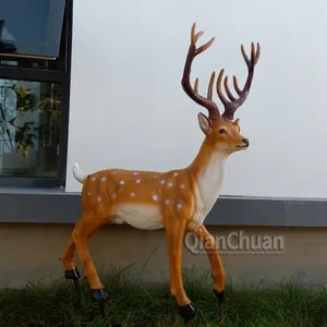 FRP sika deer ornaments painted deer outdoor garden lawn decoration animal model statue