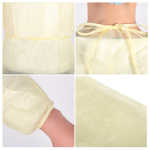 Pp Pe Wegwerp Sms Isolatiejurk Niet-Geweven Velcro Hals Medische Isolatie Jurk Gele Chirurgische Tandheelkundige Schort - Product Image 4