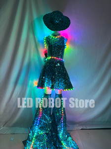 Sombrero LED de Estilo Robot para <span class=keywords><strong>Mujer</strong></span>, con Cambio de Color, para Actuaciones en Escenarios, Discotecas, Fiestas Rave, Salones de Baile y Festivales - Product Image 2