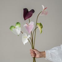 EVA Real Touch 3D handgemaakte kunstmatige Anthurium bloemen met rode roze enkele steel voor bruiloft, huis, feest, afstuderen decoratie