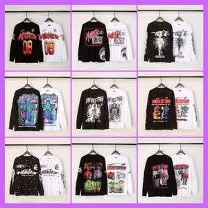 Camiseta de algodón peinado de manga larga con cuello redondo, estilo vintage lavado, holgada, informal, de moda, para hombre, de la marca High Street Hell Star - Product Image 2