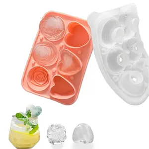 Yongli BG025 ice extra large 6 cavity heart rose 3d shape ice holiday cube tray con coperchio a imbuto trasparente stampo in silicone personalizzato - Product Image 1