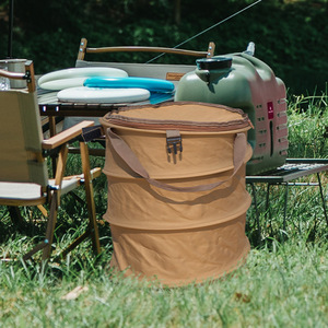 Panier de rangement pliable en toile, rond, pour le camping et l'extérieur, organisateur de rangement - Product Image 1