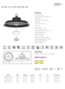 2025 EU cổ cao bay ánh sáng lịch thi đấu công nghiệp UFO Led cao bay ánh sáng kho hội thảo cảm biến 100W Vòng IP65 150lm/W - Product Image 3