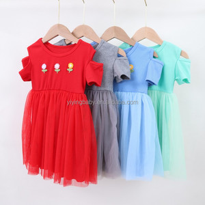 Robe en coton pour filles YiYing en gros avec <span class=keywords><strong>jupe</strong></span> en <span class=keywords><strong>tulle</strong></span>, idéale pour le printemps et l'été - Product Image 1