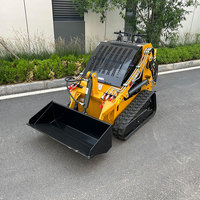 Minicargadora Compacta con Cargador Frontal, Motor Diésel, Bomba Hidrostática, Certificación EPA, Herramienta de Horquilla para Palets, Orugas Pequeñas, Alta Capacidad