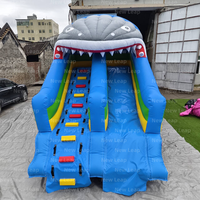 14.7ft nouveau saut gonflable requin dessin animé Animal parc à thème rebond escalade maison Moonwalk toboggan sec