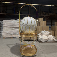 Plat à chafing sphérique de luxe 20L grande capacité avec chariot de traiteur doré, chauffe-plats mobile pour buffet d'hôtel et banquets de mariage