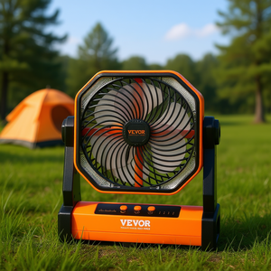 พัดลมพกพา Vevor ขนาด 8 นิ้ว พร้อมไฟ LED ใช้แบตเตอรี่แบบชาร์จได้ เหมาะสำหรับใช้ในบ้าน ตั้งแคมป์ และกิจกรรมกลางแจ้ง - Product Image 2