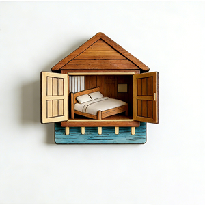 Magnete per Frigorifero Personalizzato con Vista Spiaggia delle Maldive e Palma Intagliata in Legno, <span class=keywords><strong>Souvenir</strong></span> con Logo Personalizzabile - Product Image 3