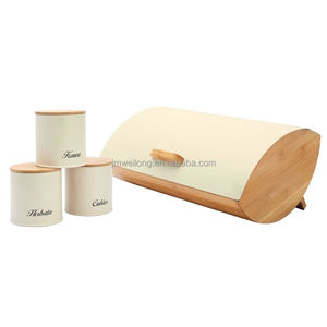 Boîte à pain <span class=keywords><strong>en</strong></span> métal bambou pour thé, sucre, café, boîte de rangement avec couvercle, récipient de rangement pour la cuisine - Product Image 1