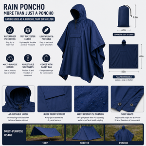 Poncho <span class=keywords><strong>de</strong></span> <span class=keywords><strong>pluie</strong></span> imperméable 3 en 1, léger, en polyester, cape <span class=keywords><strong>de</strong></span> <span class=keywords><strong>pluie</strong></span> pour le camping, abri multifonctionnel, bâche <span class=keywords><strong>de</strong></span> <span class=keywords><strong>pluie</strong></span>, tente, poncho <span class=keywords><strong>de</strong></span> randonnée - Product Image 3