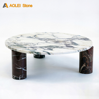 Table basse ronde en marbre Calacatta de style moderne et luxueux pour la décoration de la maison, salon, hôtel, bar, café