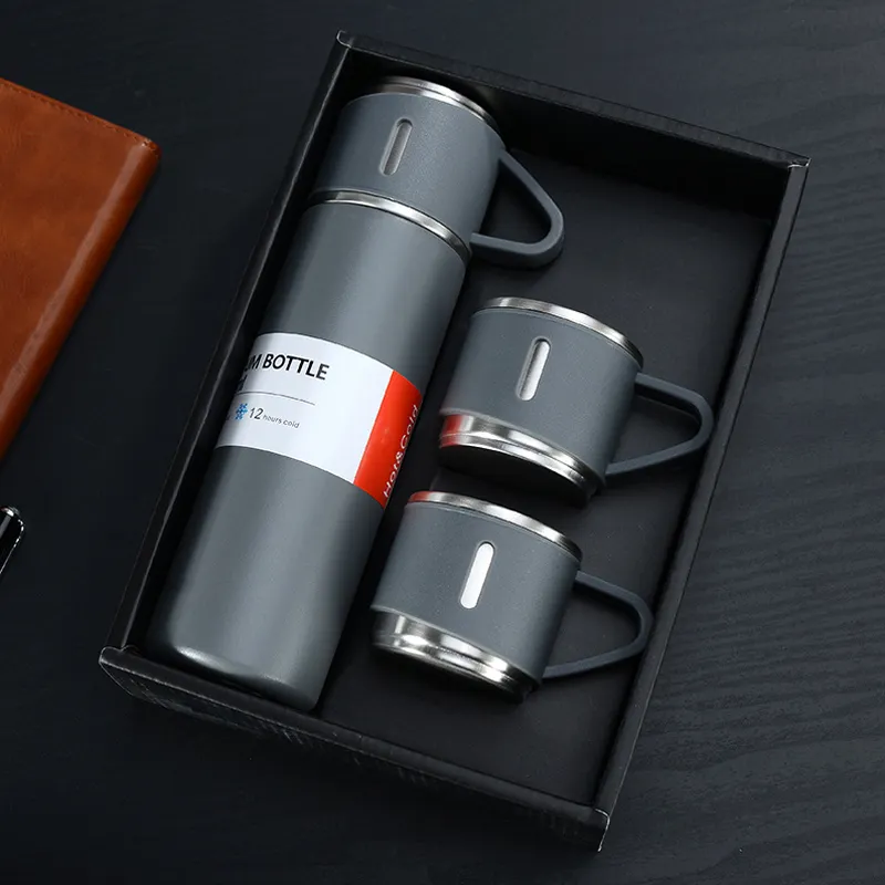 Boîte cadeau Tasse à vide durable Flacon en acier inoxydable Bouteille d'eau isolée 500ML Bouteille thermos de voyage Tasse à café avec couvercle