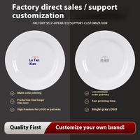 Assiette en plastique de mélamine blanche écologique commerciale Buffet de nourriture occidentale Plat plat sans BPA Non toxique Passe au lave-vaisselle
