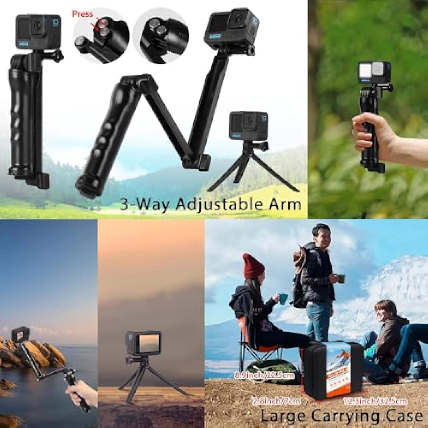HONGDAK Hot for gopro Hero 13 12 Black 11 10 9 8 7 Camera Accessories Motorcycle Mount for Go Pro Accessories Set 61 in 1
