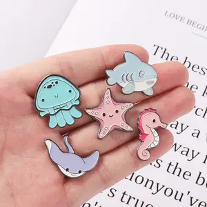 2023 New Arrival Different Color Ocean Series Cute Enamel Pin With Custom Logo for Girls Gift