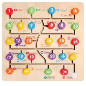 Vente en gros de blocs de puzzle coulissants en bois éducatifs Montessori pour la maternelle avec planche de labyrinthe de reconnaissance des nombres - Product Image 2