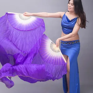 All'ingrosso di seta viola tinta unita veli ventagli di danza del ventre oggetti di scena e costumi per spettacoli teatrali per adulti Performance di danza