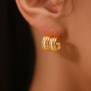 Pendientes de Aro de Acero Inoxidable Chapados en Oro, Sostenibles, Resistentes, de Tamaño Pequeño, Joyería de Moda - Product Image 3