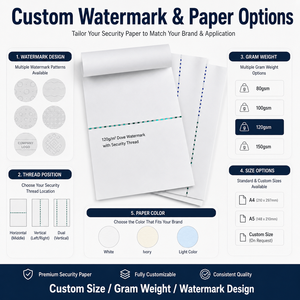Papier de sécurité antistatique biodégradable double face avec fibres UV pour la protection des certificats, des bons et des documents - Product Image 5