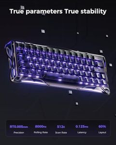 Teclado Magnético para Juegos Mercury V60 Pro 60 HE OEM ODM, Frecuencia de Sondeo Real de 8 kHz, Latencia de 0,125 ms, Activación Rápida Dinámica, Ajuste de 0,005 mm - Product Image 2