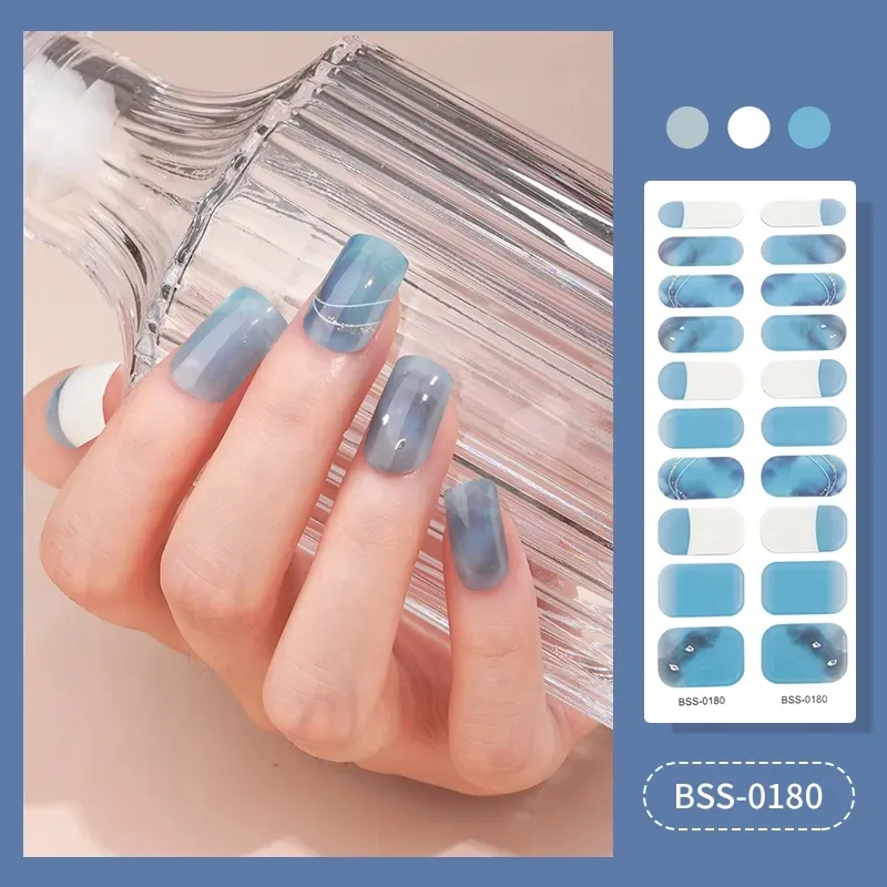 factory supplier New Gel Nail Stickers Self Adhesive semi cured Gel nail polish strips gel nail sticker