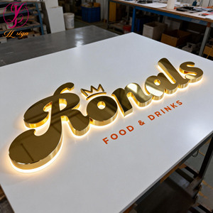 Enseigne en lettres dorées 3D rétroéclairées en acrylique, enseigne lumineuse LED, enseigne personnalisée pour entreprise, enseigne de devanture pour café, salon de thé, <span class=keywords><strong>restaurant</strong></span> - Product Image 1
