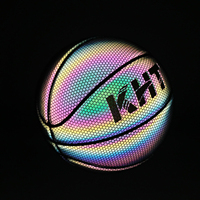 Basket-ball holographique arc-en-ciel personnalisé, lumineux, pour jouer un amusant et un cadeau, réfléchissant