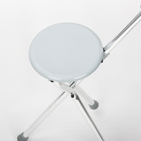 K09- # B #    Canne de marche pliable avec siège intégré et lumière, support d'assise, bâton de marche avec siège pliable