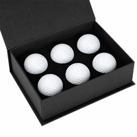 Ensemble de balles de golf personnalisées en gros avec logo, 3 balles blanches, boîte de présentation noire pour les prix de tournois d'entreprise