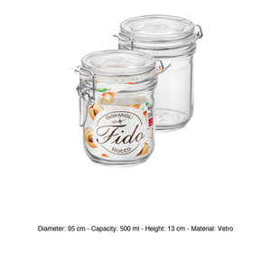 Fido Tarro de Vidrio 50 cl A 13 cm Ø 9.5 cm con Tapa Hermética Bormioli Rocco - Product Image 3