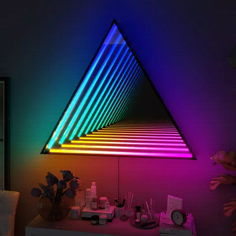 3D Visual Impact Mirror Lights for Home Decoration Geometric Design Colorful Atmosphere Wall Lamps 30cm 50cm 70cm 100-240V