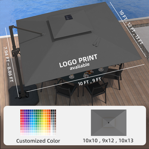 Sombrilla Moderna Cuadrada de 9X12 Pies con Luz LED, Impermeable y Anti-UV, Parasol Exterior en Cantilever - Product Image 5