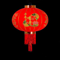 Grande lanterne en tissu chinois rouge suspendue imperméable traditionnelle bon marché lanterne d'éclairage mural extérieur pour le nouvel an lunaire